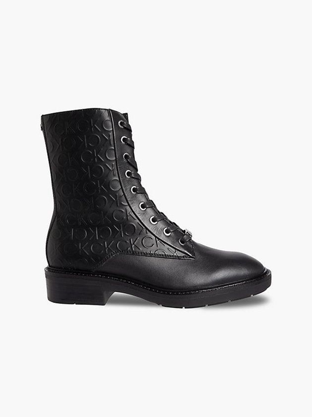 Calvin Klein USA Leather Heeled Womens Boots Black 0869514-SB